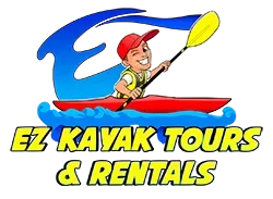 EZ Kayak Tours alternate logo highlighting guided kayaking, family-friendly paddleboard tours, and outdoor adventures in the Black Canyon near Hoover Dam.